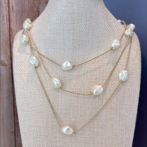 NWT Charter Club Gold-Tone Imitation Pearl Multi-Row Necklace